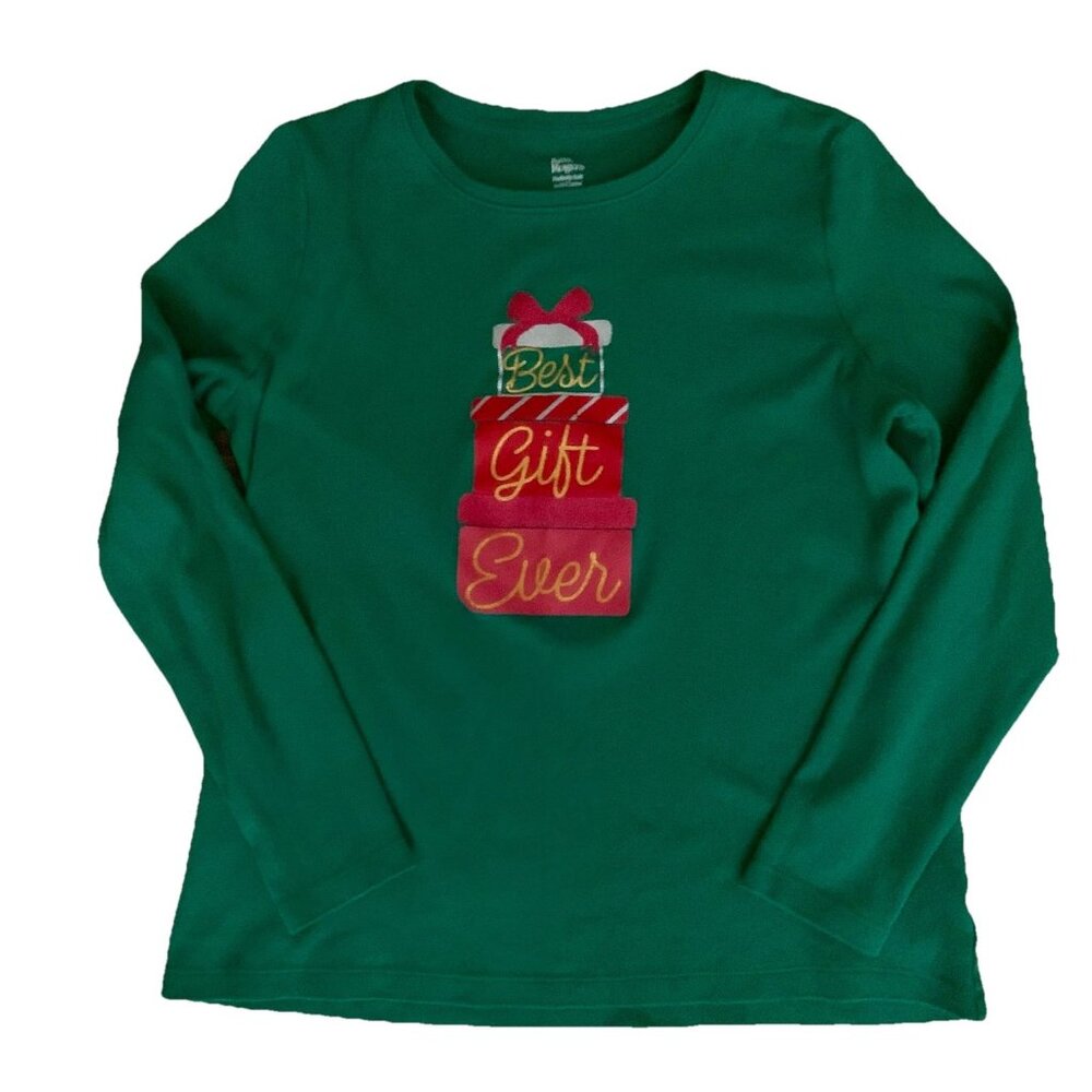 Kim Rogers Christmas Top Size Medium Cotton Best Gift Ever Long Sleeve Pullover